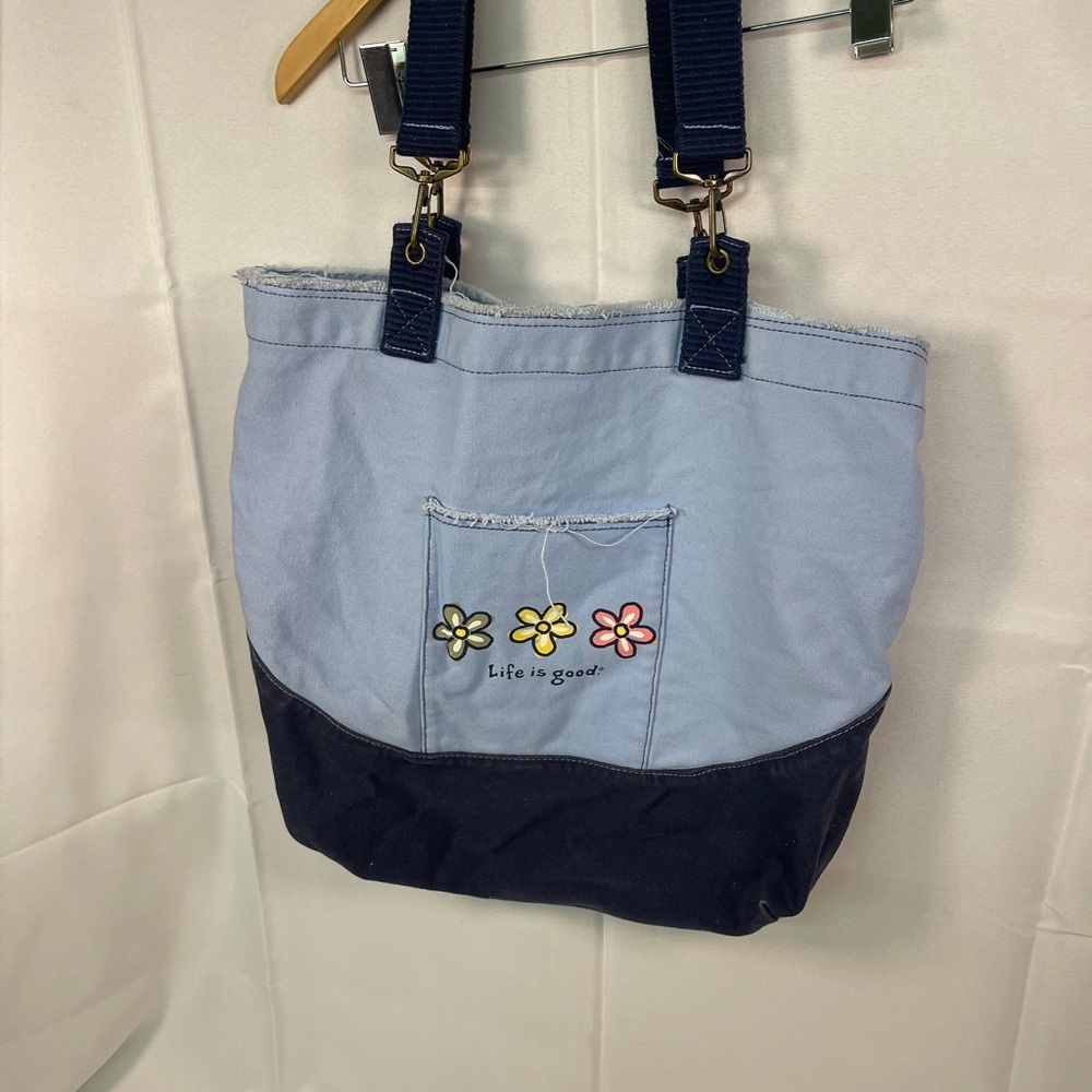 Life Is Good Light Blue and Dark Blue Tote Daisy 🌼 Tote - Picture 3 of 8